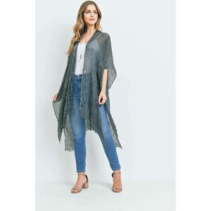 Boho Sequin Glitter Shawl Wrap Poncho Kimono Mesh Scarf Open Sweater Cape Sz OS